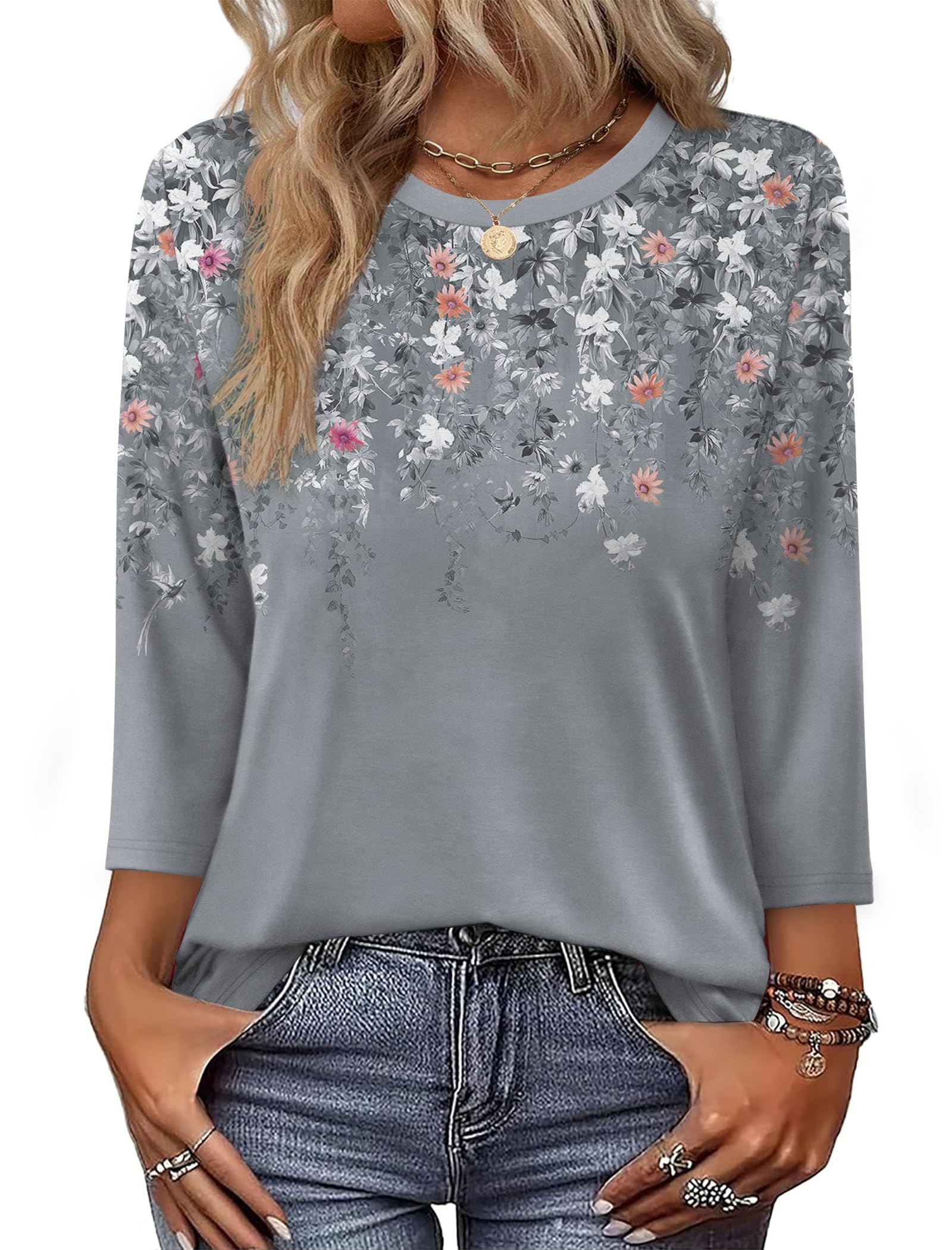 3/4 Sleeve Loose Fit Blouse