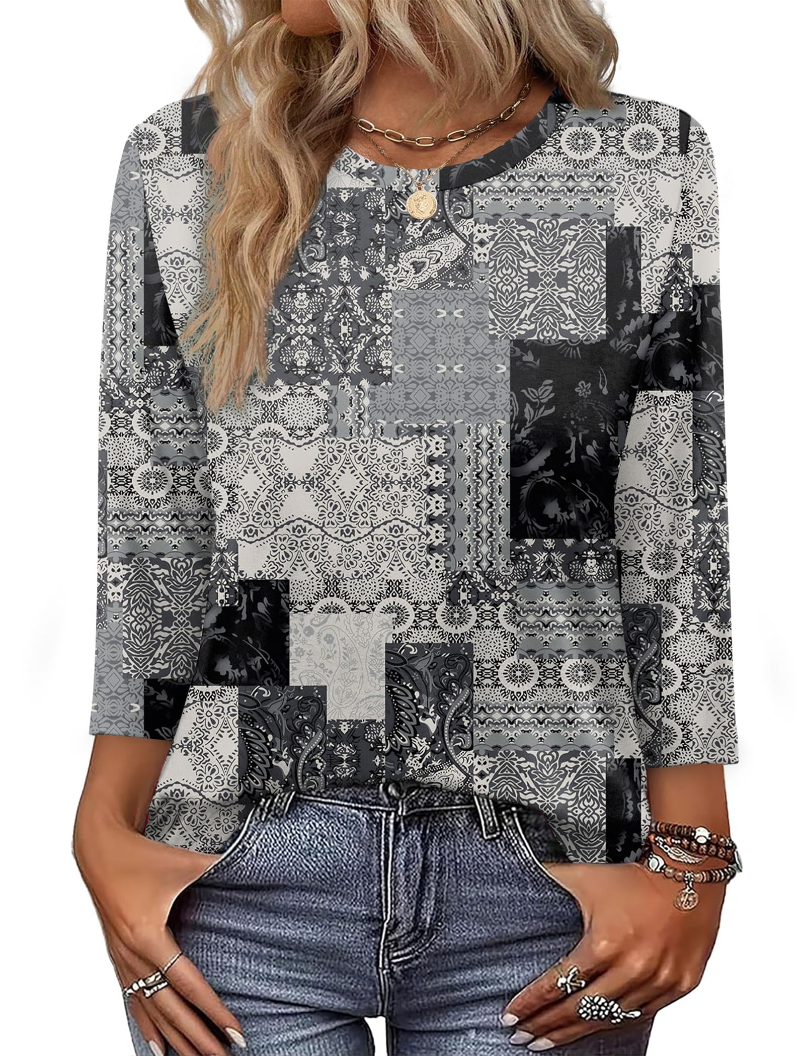 3/4 Sleeve Loose Fit Blouse